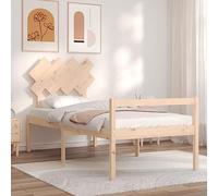Pin massif Hauteur adaptée personnes âgées Modèle basique Brun 90x190 cm | Lit bois massif personne âgée haute assise 45 cm sommier lit 90x190 sans matelas