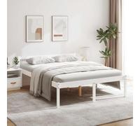 Pin massif literie personnes âgées cadre surélevé 160x200 cm blanc | Lit personne âgée sans matelas 160x200 cm bois pin massif avec tête de confortable, cadre surélevé 45 cm, espace de rangement