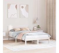 Pin massif minimaliste avec tête de lit Style scandinave 120x200 cm Blanc | Cadre de lit Blanc 120x200 cm Bois de pin massif double petit avec tête de lit Moderne, design scandinave, montage facile,