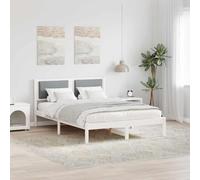 Pin Massif Moderne Chambre 140 x 190 cm Gris Clair | Cadre de lit Gris clair 140x190 cm Pin massif double avec tête de lit rembourrée sommier à lattes inclus Facile à monter
