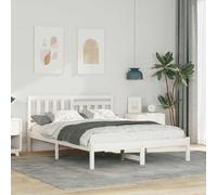 Pin Massif Moderne Chambre Minimaliste 140 x 190 cm Blanc | Cadre de lit avec tête de lit Blanc 140x190 cm Pin massif, sommier à lattes inclus, design moderne durable pour chambre