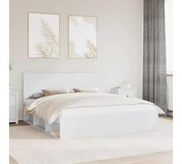 Pin Massif Moderne tête de lit Chic 200x200 cm Blanc | Cadre de lit Blanc 200x200 cm Pin massif Tête de Moderne Lit plateforme Solide pour Chambre à coucher Style Scandi Facile à