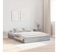 Pin Massif Rangement Moderne Gris Sonoma 140x190 cm | Cadre de lit avec rangement Gris Sonoma 140x190 cm, sommier bois massif pin avec 4 tiroirs, design moderne, double avec tête