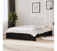 Pin Massif Robuste Lattes Stables Chambre Moderne Noir 140x190 cm | Cadre de lit sans matelas noir bois massif 140x190 cm sommier à lattes chambre moderne robuste