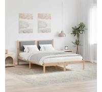 Pin Massif Robuste Style Moderne Sobre Gris Clair 160 x 200 cm | Cadre de lit Gris clair 160x200 cm Pin massif avec tête de rembourrée, Literie solide à lattes intégrées, Lit double moderne