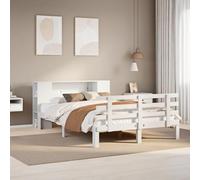 Pin massif sommier à lattes rangement intégré blanc 140x190 cm | Lit bibliothèque blanc 140x190 cm en pin massif avec sommier à lattes et rangements, cadre de avec tête de lit escamoteuse,