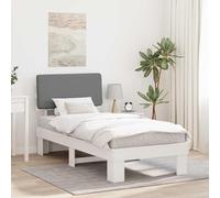 Pin Massif tête de lit rembourrée Design Moderne 90 x 190 cm Gris Clair | Cadre de lit avec tête de lit rembourrée Gris clair 90x190 cm Pin massif moderne literie chambre adulte sommier non requis