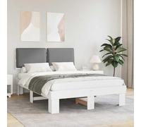 Pin Massif tête de lit rembourrée Design Moderne Gris Clair 135x190 cm | Cadre de lit avec tête de lit rembourrée Gris clair en pin massif 135x190cm, sommier à lattes inclus, moderne et élégant pour