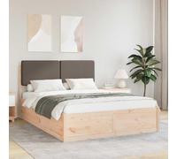 Pin Massif Tête de lit rembourrée Design Moderne Taupe 160x200 cm | Cadre de lit avec tête de rembourrée Taupe 160x200 cm Pin massif Lit plateforme moderne sans sommier confortable