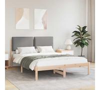 Pin Massif tête de lit rembourrée Style Moderne Gris Clair 140x200 cm | Cadre de lit avec tête de lit rembourrée Gris clair 140x200cm Pin massif, literie moderne avec appui-tête lavable, montage
