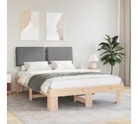Pin Massif Tête rembourrée Design Moderne Gris Clair 150x200 cm | Cadre de lit avec tête de rembourrée Gris clair, Sommier à lattes en pin massif, Fond de plateforme pour matelas king