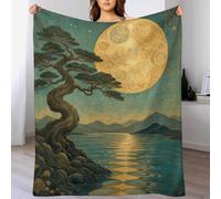 Pin sous la Pleine Lune Plaid Paysage japonais Polaire Chaude Salon