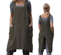Pinafore Tablier à dos croisé pour femme avec poches pour le travail, le jardinage, la cuisine, la peinture et la pâtisserie, vert, XX-Large