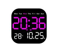 Pinafresa Température Date Semaine Affichage Horloge 12/24H Mural LED Réveil Télécommande D