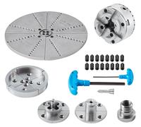 Pince à 4 mors pour tour, 9,5 cm, métal, 5 jeux de mors, auto-centrante