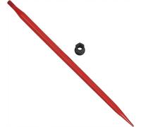 Pince à balles – 125 cm Pince à balles – 1360 kg de capacité de charge Pour charges lourdes Revêtement rouge Système de fixation rapide Adaptateur carré Avec écrou et manchon Pour tracteurs, chargeuse