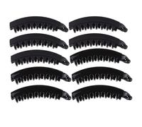 Pince à Bananes Cheveux Chic pour Femmes, Grosse Taille, Lot de 10 | Noir, Plastique et Résine, Dents Adhérentes, Ressort Intégré, pour Coiffures Maison et Travail