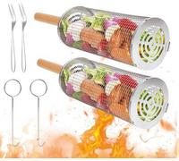 Pince à barbecue en acier inoxydable avec manche en bois, idéale pour la viande, le poisson et les légumes