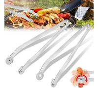 Pince à barbecue en acier inoxydable avec roulettes, réversible, longue, pour le barbecue et la cuisine