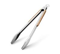 Pince à barbecue extra longue avec manche en bois de 50 cm | Pince en métal robuste en acier inoxydable pour barbecue, barbecue, charbon de bois, cuisine