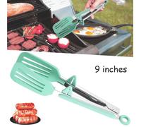Pince à Barbecue - Premium - Silicone et Acier Inoxydable - 27x5.5x2.5cm - Vert Clair - Antidérapante