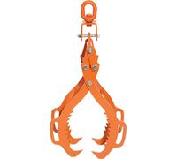 Pince à bois - Pince de débardage à 4 griffes - Capacité max. 1 202 kg - Ouverture 71 cm - Acier 8 mm - Mâchoires antidérapantes - Orange