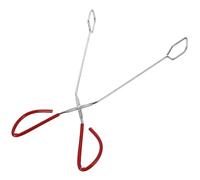 Pince à Charbon en Acier Inoxydable Barbecue Longue | Tête Carrée, Bords Relevés, Poignée Annulaire Suspendue, Relief Antidérapant, Compatible Grille et Braises, Couleur Aléatoire