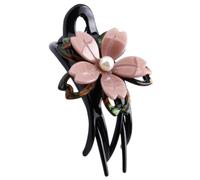 Pince à Cheveux Bec de Canard Fleur Acrylique Rose, Maintien Sûr | Chic et Stylée, pour Femmes et Filles, Usage Bain Cuisine, Grip Antidérapant, sans Abîmer