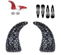 Pince à cheveux magnétique avec cornes de diable et strass pour Halloween | Tenue forte sans bandeau, léger, positionnement réglable, pour fêtes, festivals, carnaval
