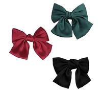 Pince à Cheveux Nœud 3 Pièces en Soie Tributaire et Fer | Lot de 3, Tenue Facile à Poser et Retirer, Ne Fragilise Pas les Cheveux, pour Fêtes D’garçon et Filles et Noël