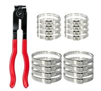 Pince à Collier Cardan et Durite, Ensemble 16Pcs de Pinces Réglables et Colliers de Serrage en Acier Inoxydable, Hose Clamp Pliers, pour Soufflet de Cardan, Echappement, Tuyau d'Eau, Clic-R Universel
