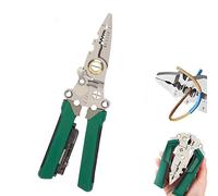 Pince à dénuder 16 en 1 pour couper et tirer des fils, ciseaux à câble, pince testeur de tension, stylet pliable, tournevis, dénudage, sertissage (vert B)