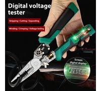 Pince à dénuder les fils avec affichage numérique, testeur de tension multifonctionnel, pince d'électricien pour couper/découper/peler/sertir les câbles Green
