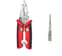 Pince à dénuder multifonction 18 en 1 avec clé à sertir pour travaux électriques professionnels en acier chromé vanadium rouge avec poignée ergonomique à ressort lames remplaçables compactes (stylo