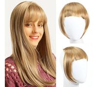 Pince à Frange Postiche Femme, Fibre Artificielle Jaune, Style Mode | Fixation Facile, Intégration Discrète, Confort Léger, pour Quotidien et Soirées, Accessoire Cheveux Mariage