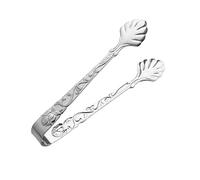 Pince à glaçons vintage en acier inoxydable avec motif rose en relief - Pince à glaçons pour aliments et barbecue - Pince à sucre - Pince de service de cuisine (argenté)