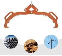 Pince à grumes - Pince à bois - Capacité de charge : 1 t - Acier au carbone - Dents antidérapantes - Usage intensif - Pour la sylviculture et le bâtiment - Marron
