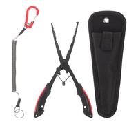 Pince à Hameçon de Pêche Multifonction 8,6 Pouces en Acier Inoxydable | Étui, Lanière et Clip Ceinture Inclus, Tête Ciseaux Allongée, Usage Mer Salée, Sortie Mobile