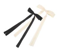 Pince à Nœud pour Filles, Lot 2 Pièces, Tissu Beige Noir | Accessoires Cheveux, Style Élégant et Simple, Tenue Ferme, pour Fêtes et Mariages