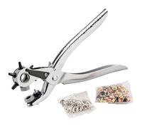 Pince à perforer Multifix KRAFTIXX, pince à oeillets, pince à perforer revolver, y compris 100 oeillets et 48 boutons-pression, pour le cuir, les textiles et les matériaux synthétiques