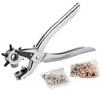 Pince à perforer Multifix KRAFTIXX, pince à oeillets, pince à perforer revolver, y compris 100 oeillets et 48 boutons-pression, pour le cuir, les textiles et les matériaux synthétiques