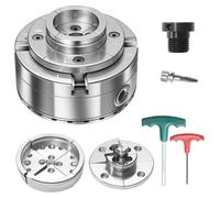 Pince à plaquer - Pince auto-centrante à 4 mors de 100 mm - Filetage de l'axe : 25,4 mm x 8 TPI avec adaptateur - Mors plats et à gradins - Acier nickelé - Pour serrer et écarter
