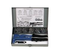 Pince à riveter GESIPA NTX + 230 rivets multiserrage en coffret métal - Bleu
