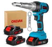 Pince à riveter sans fil 20000N Pistolet à riveter sans balai Pince à riveter électrique automatique avec 2 batteries pour rivets aveugles Ø2,4-5,0 mm