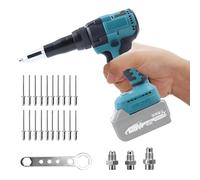 Pince à riveter sans fil compatible avec Makita 18 V, Pistolet à Rivets | 2 en 1 Pince à riveter électrique sans balais, avec lumière LED, 20 KN, 20 rivets, adaptateurs 3,2/4,0/4,8 mm (sans batterie)
