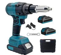 Pince à riveter sans fil compatible avec Makita 21 V 10 000 N Pince à riveter électrique sans balais avec 2 pinces à rivets pop portables de 1 300 mAh pour rivets aveugles de 2,4 à 4,8 mm