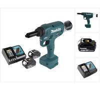 Pince à rivets aveugles sans fil Makita DRV 250 RM 18 V 20 kN sans balais + 2 batteries 4,0 Ah + chargeur