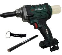 Pince à rivets sans fil PARKSIDE® PABNSG 20-Li, avec crayon de charpentier HEADNMORE® et porte-clés
