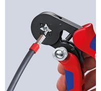 Pince à sertir auto-ajustable pour embouts de câble alimentation latérale brunie poignées multiples 180 mm 97 53 04 Knipex