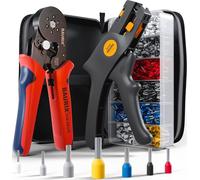 Pince à sertir BAURIX® avec kit de 2000 embouts, Pince ergonomique pour embouts avec régulateur de force pour 0,25-10mm², embouts isolés et non isolés